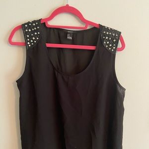 Forever 21 Sheer Black Tank with rhinestones